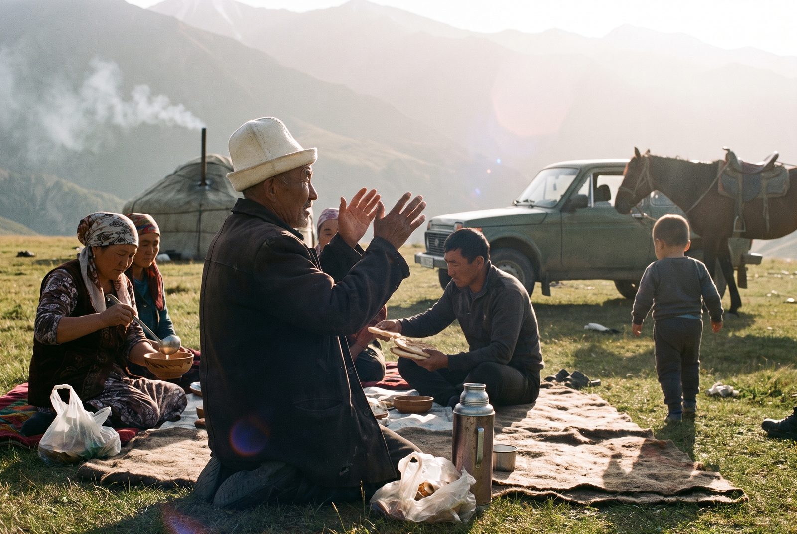 The elder's blessing at the kymyz muryndyk