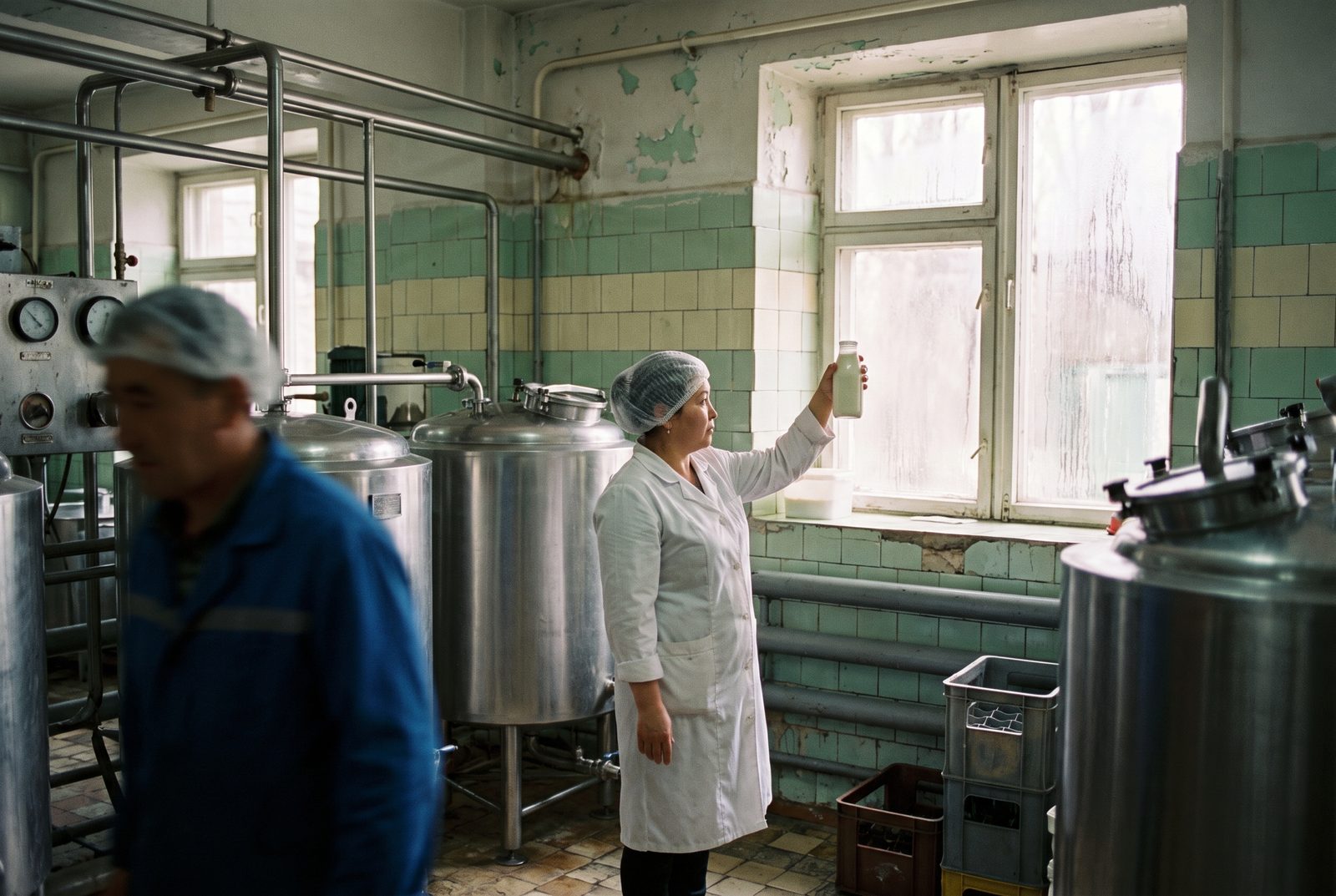 A technologist checks a sample in the Combine's processing hall